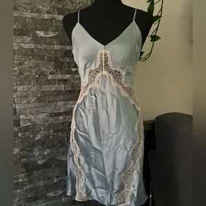 Victoria’s Secret Blue Laced Slip Dress + Robe Set